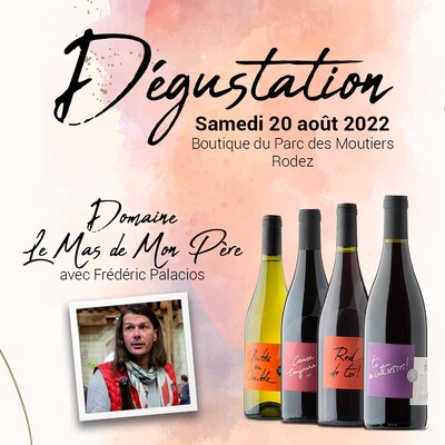 🍷 Samedi 20 août, nous vous attendons à la boutique du Parc des Moutiers avec Frédéric Palacios pour une dégustation de ses différents vins.
La dégustation aura lieu toute la journée.
 #degustation #vin